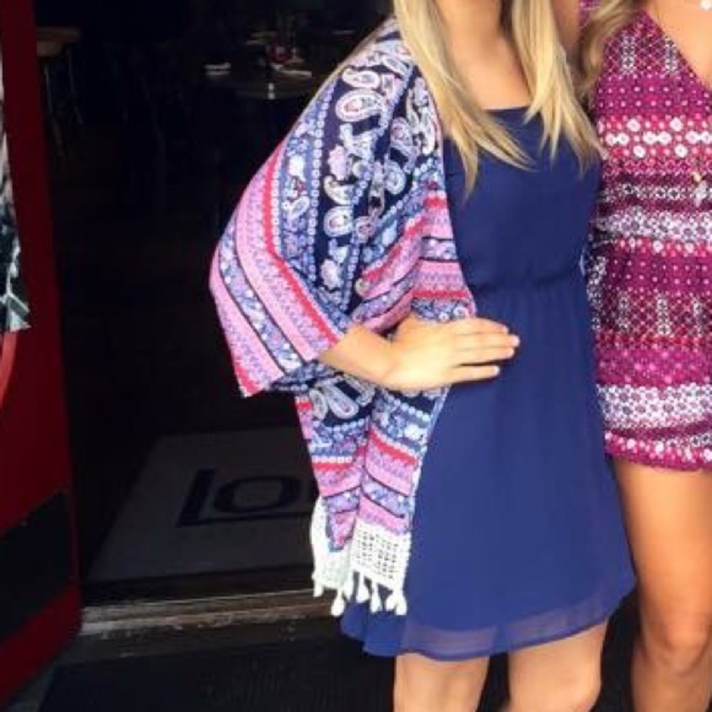 Paisley Kimono with Lace and Tassel Trim